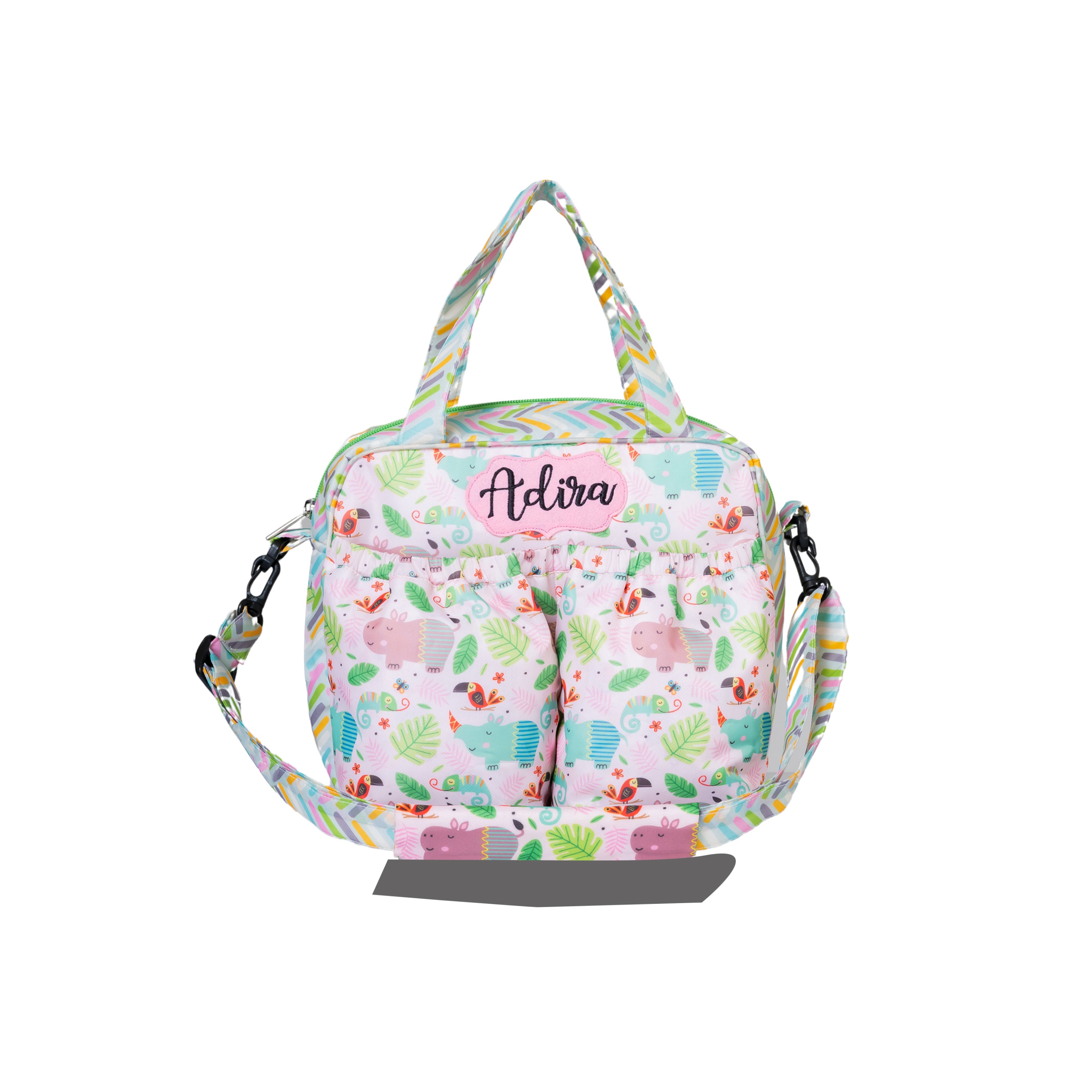 Insulated Tiffin Bag - Pink Hippo