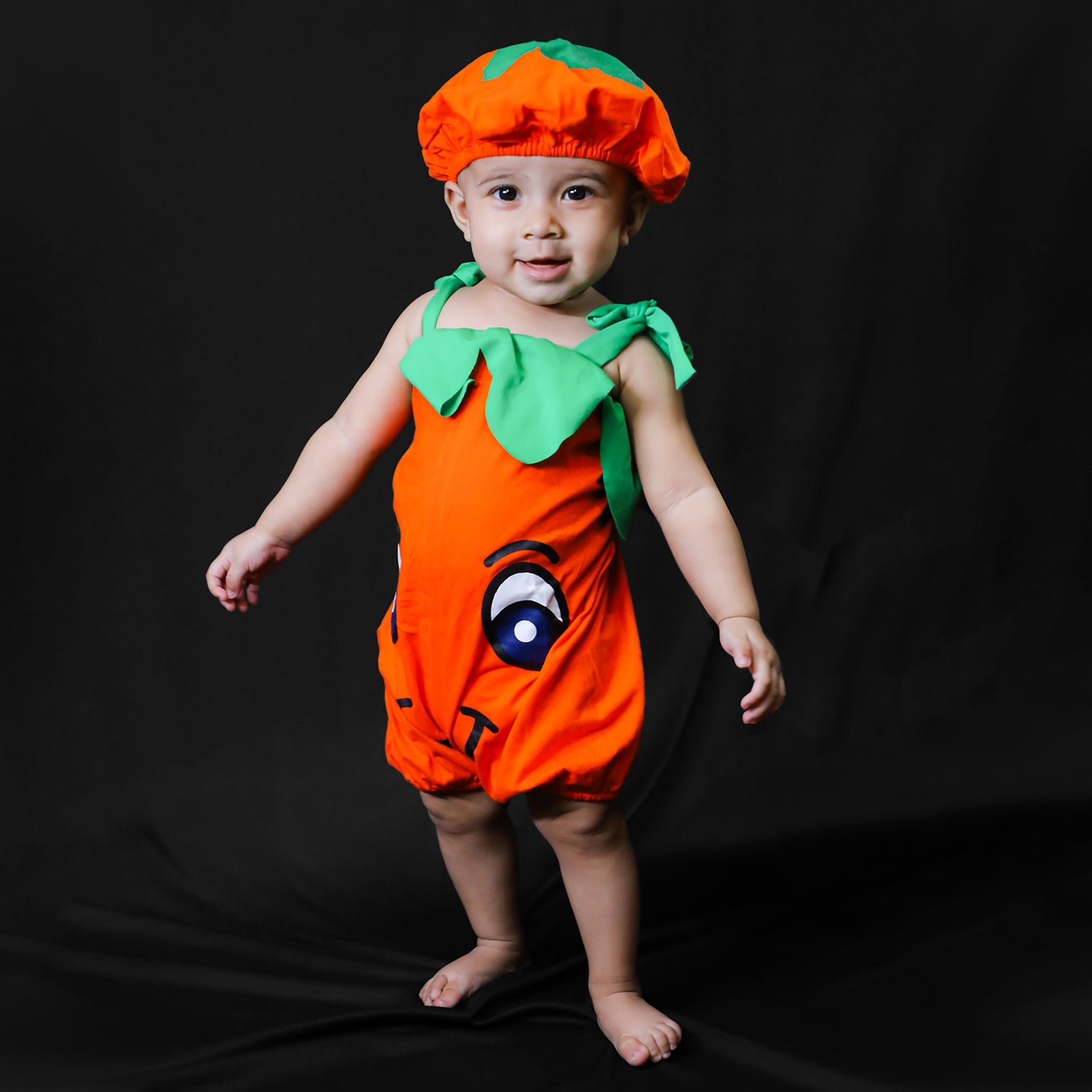 Baby Moo Orange Fruit Themed Costume 2pcs Cap And Fancy Dress - Orange - Baby Moo
