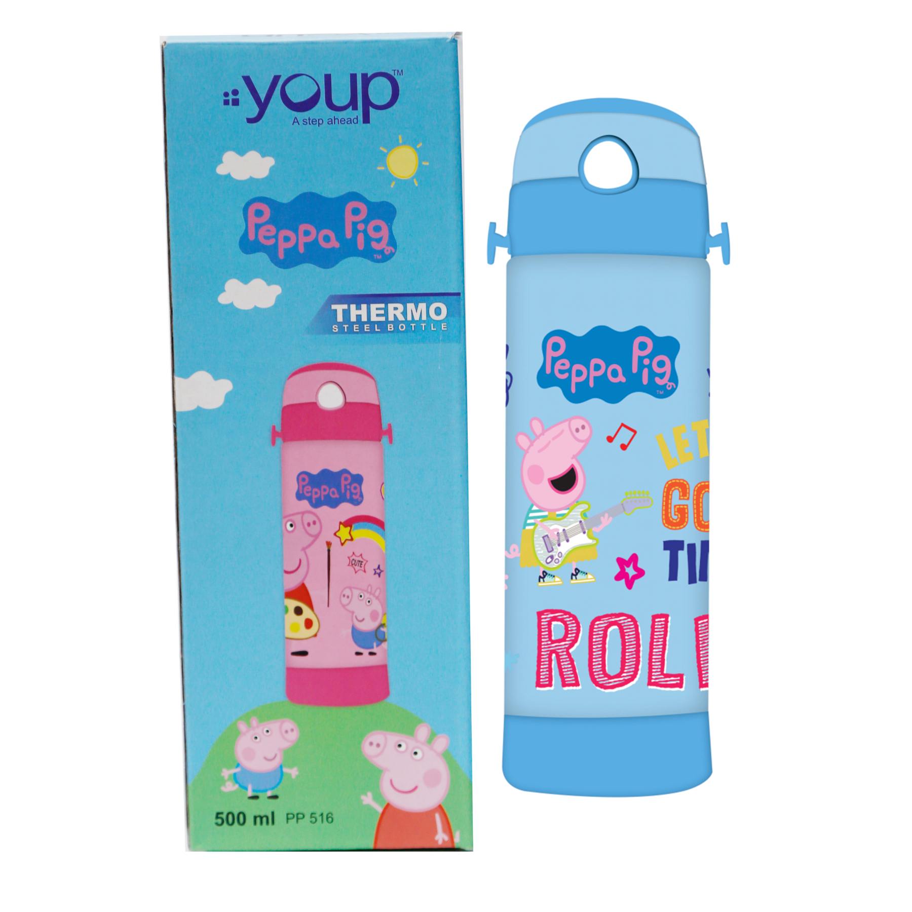 Youp Stainless Steel Insulated Blue Color Peppa Pig Kids Sipper Bottle Lucas - 500 Ml