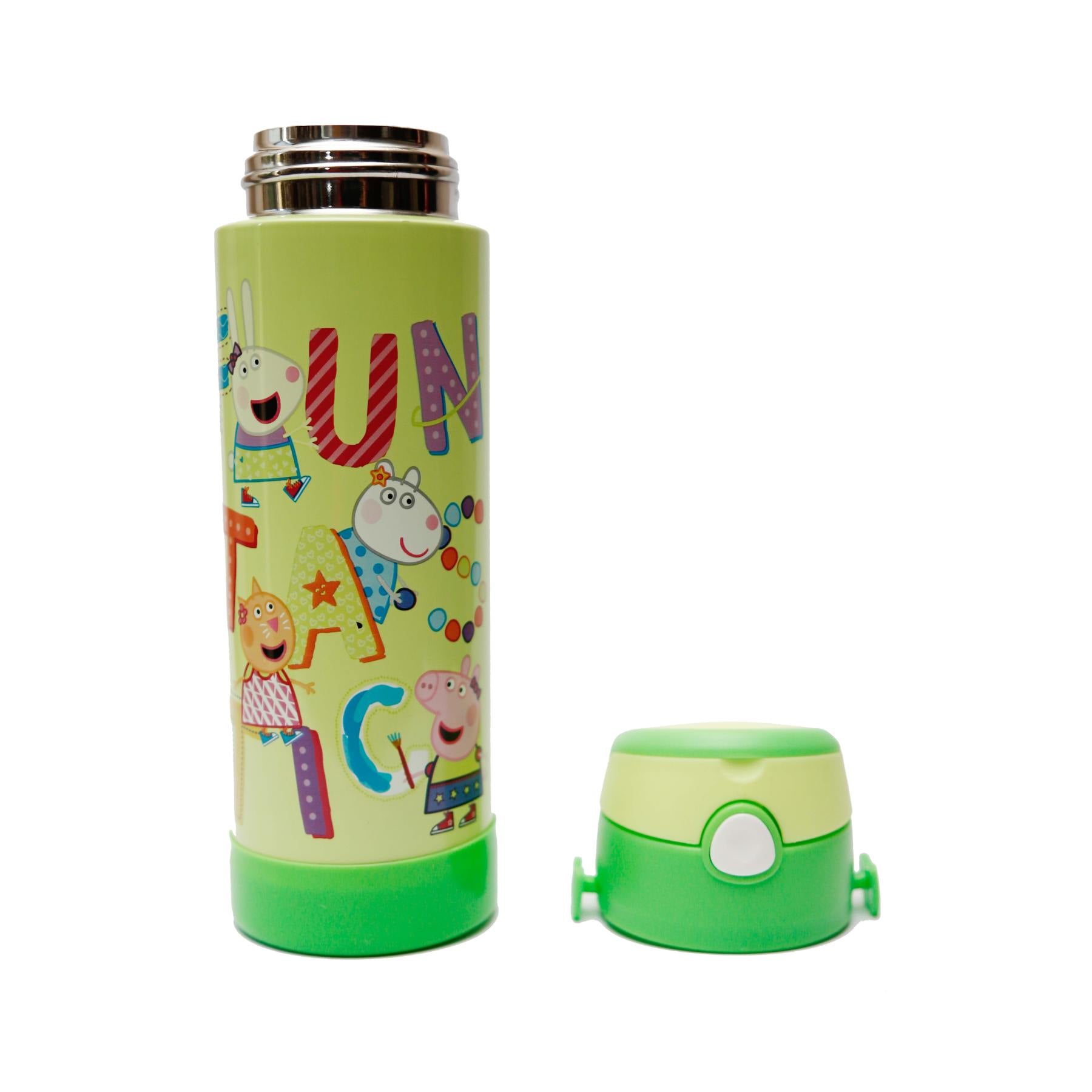 Youp Stainless Steel Insulated Green Color Peppa Pig Kids Sipper Bottle Lucas - 500 Ml