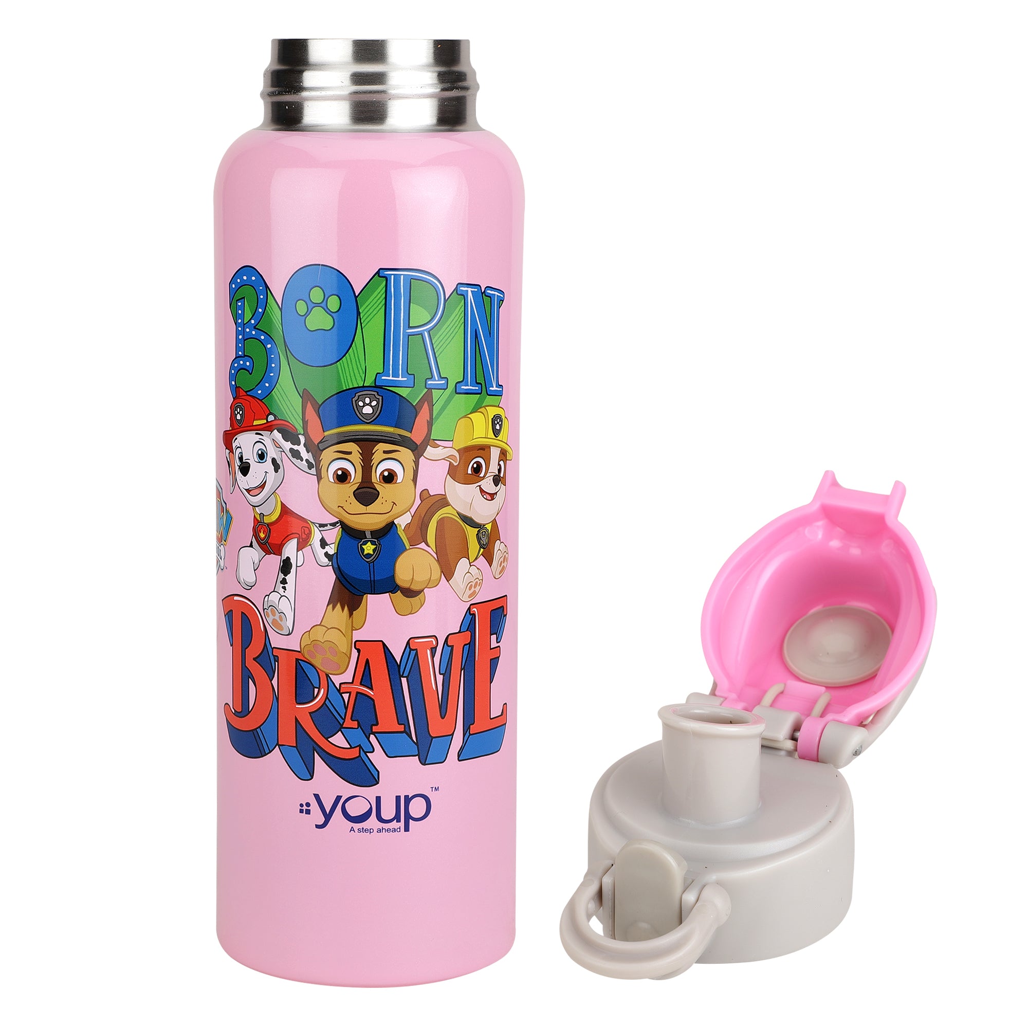 Youp Stainless Steel Paw Patrol Kids Insulated Water Bottle Tiktok - 600 Ml (Pink)