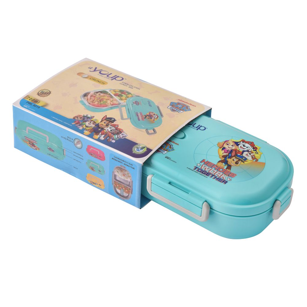 Youp Stainless Steel Aqua Blue Color Paw Patrol Kids Lunch Box CRUNCH - 700 Ml