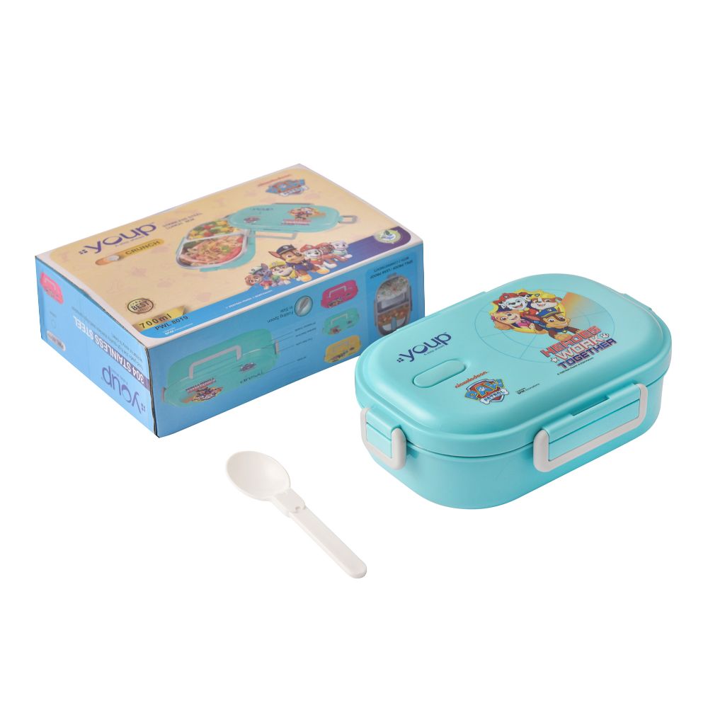 Youp Stainless Steel Aqua Blue Color Paw Patrol Kids Lunch Box CRUNCH - 700 Ml