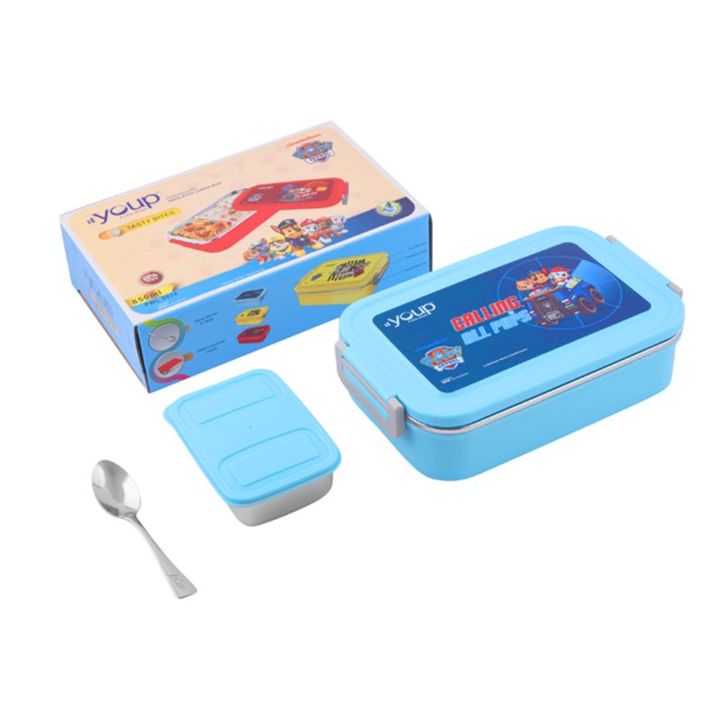 Youp Stainless Steel Blue Color Paw Patrol Kids Lunch Box Tasty Bites - 850 ml