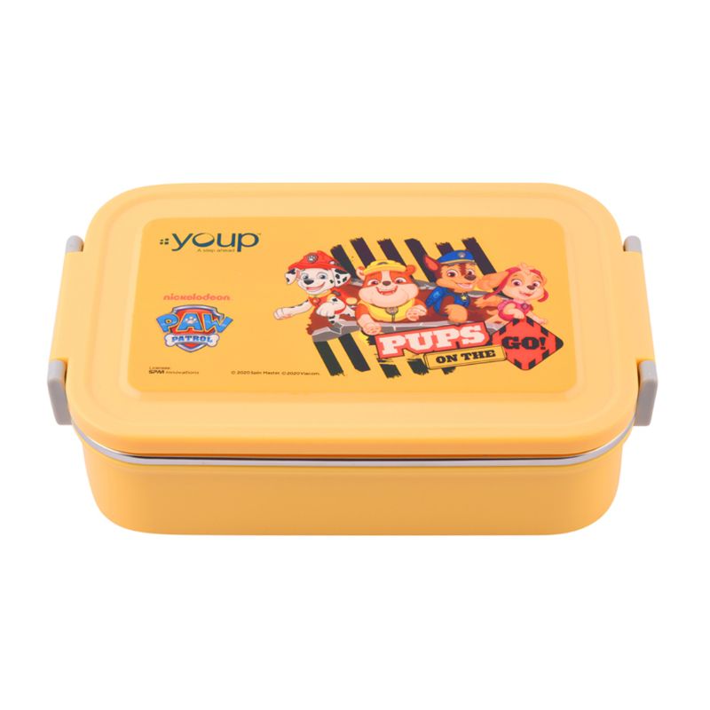 Youp Stainless Steel Yellow Color Paw Patrol Kids Lunch Box Tasty Bites - 850 Ml