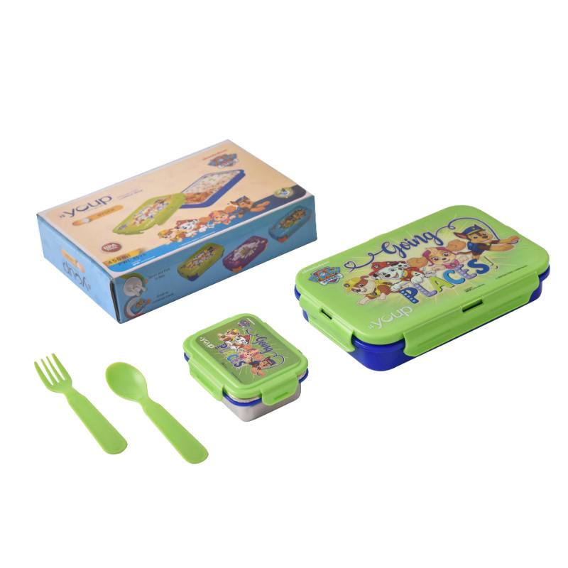 Youp Stainless Steel Green And Blue Color Paw Patrol Kids Lunch Box Ryder - 450 ml