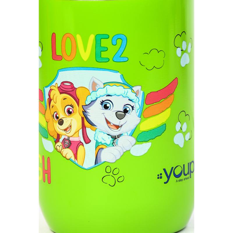 YOUP Stainless Steel Green Color Paw Patrol Love2Laugh Kids Insulated Mug With Cap Sorso-Pwm - 320 ml