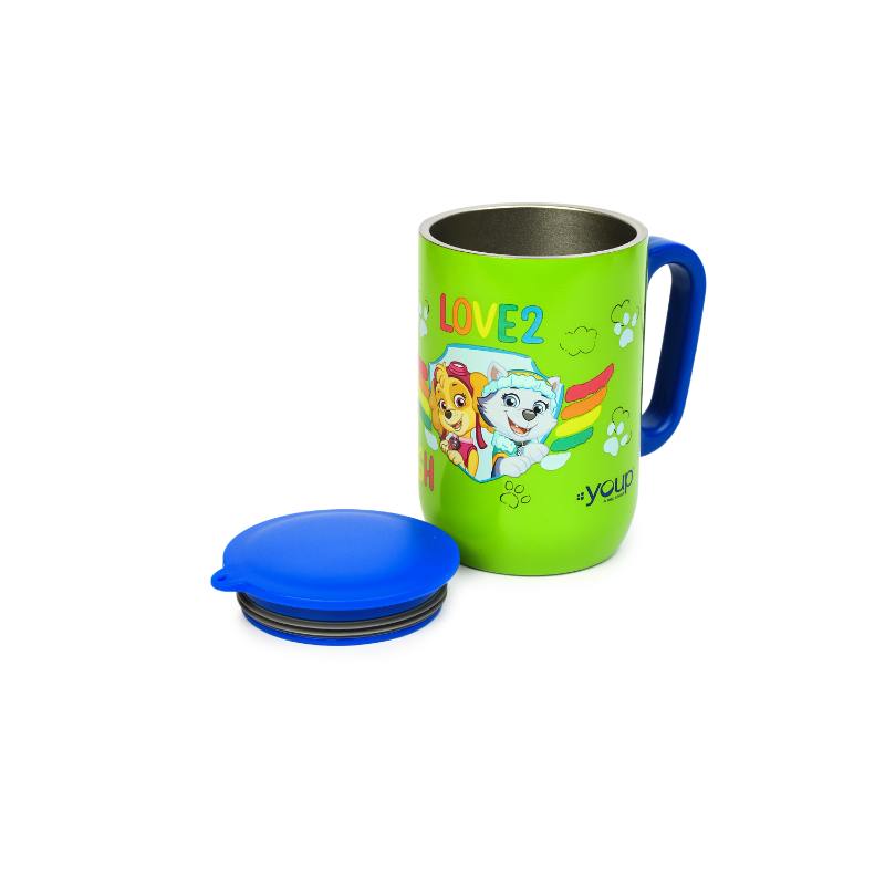 YOUP Stainless Steel Green Color Paw Patrol Love2Laugh Kids Insulated Mug With Cap Sorso-Pwm - 320 ml