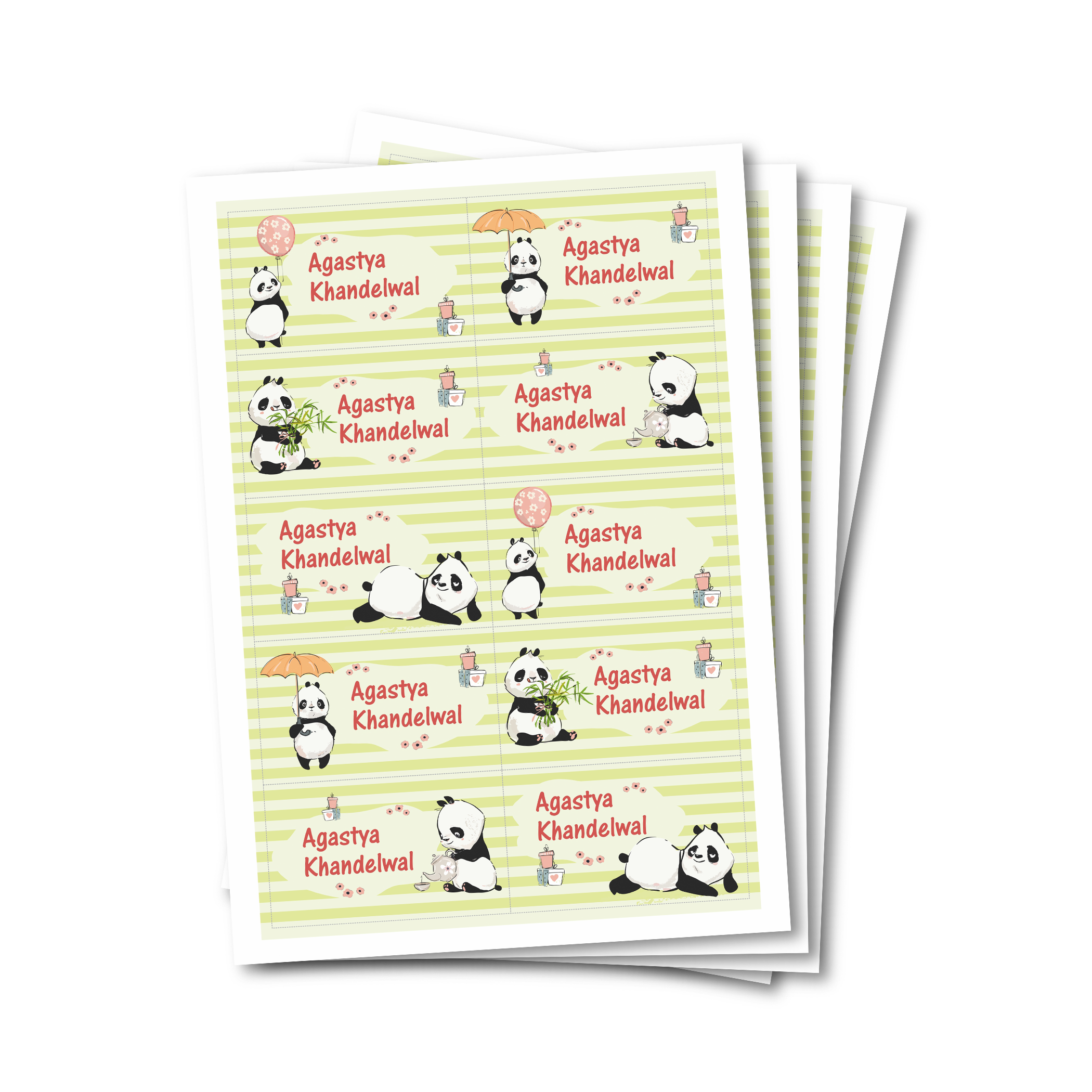 Waterproof Labels - Panda (Set Of 40)
