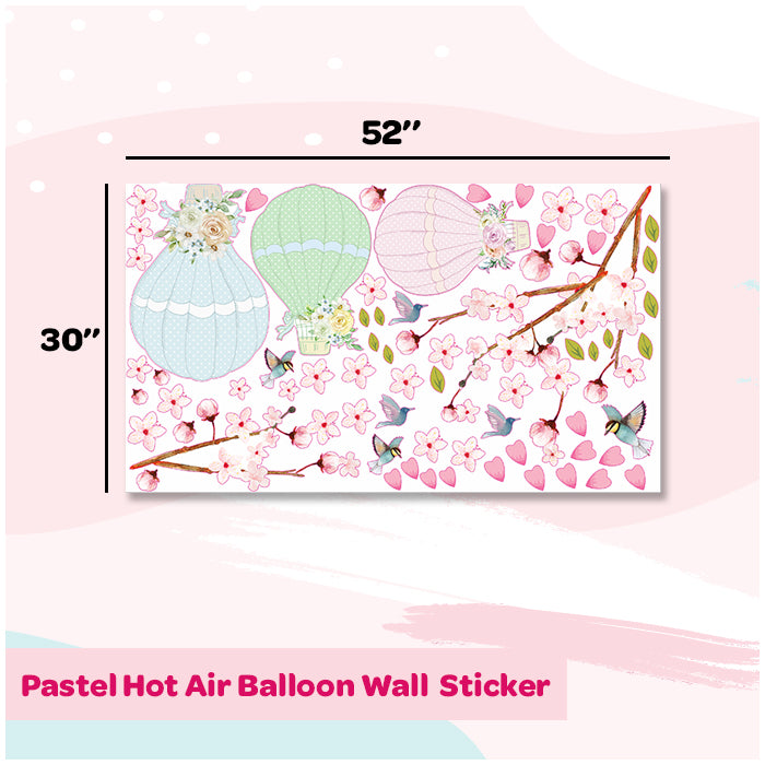 Pastel Hot Air Balloons Wall Stickers for Kids