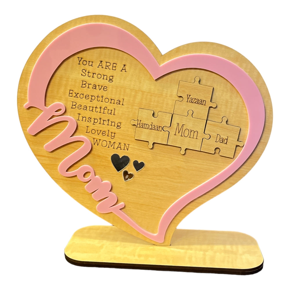 Personalised Wooden Mother's Day Puzzle Sign (Pink)