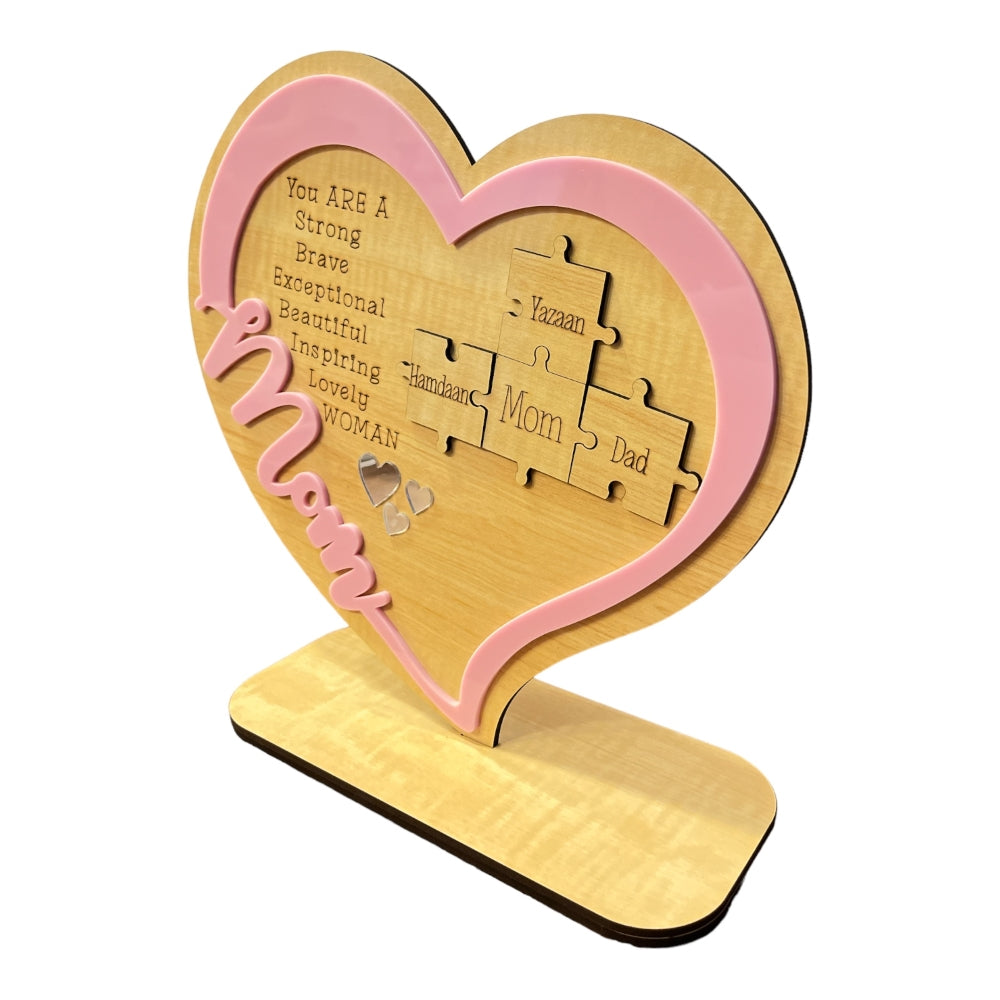 Personalised Wooden Mother's Day Puzzle Sign (Pink)