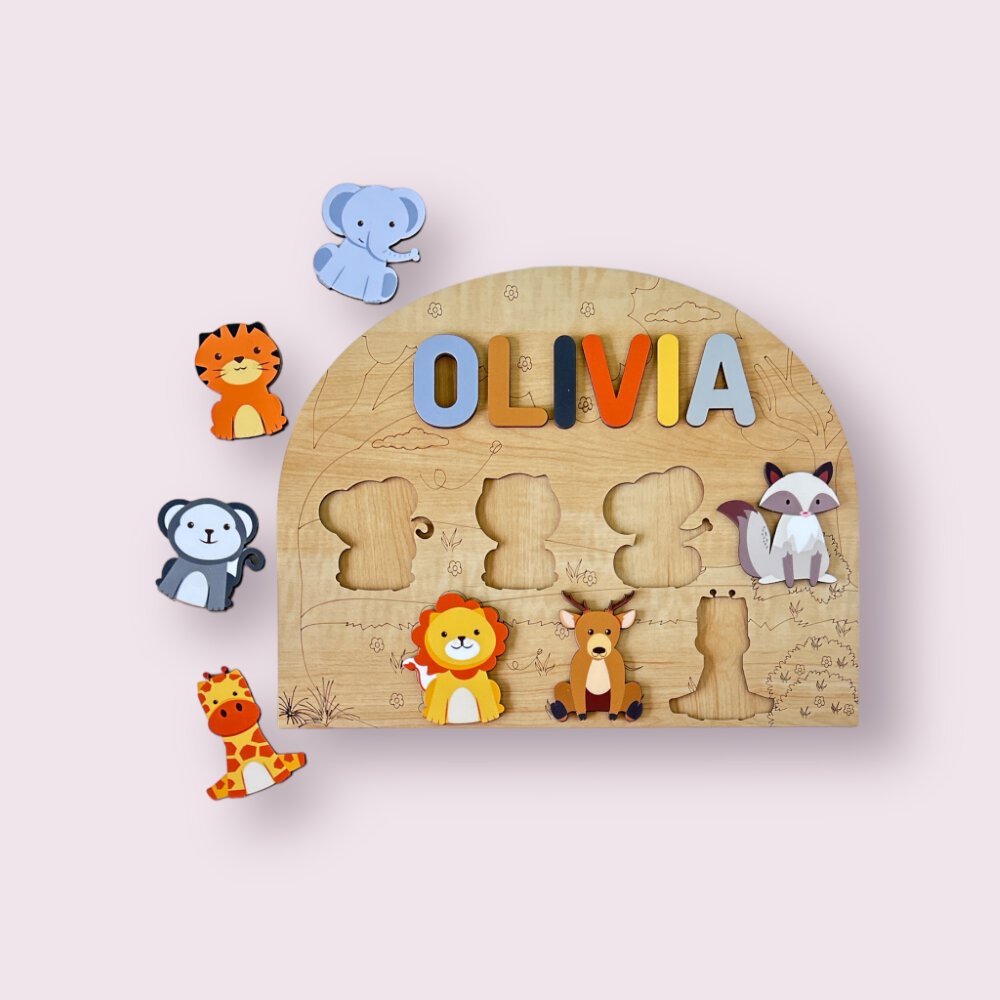 Personalised Wooden Name Puzzle- Wild Animals