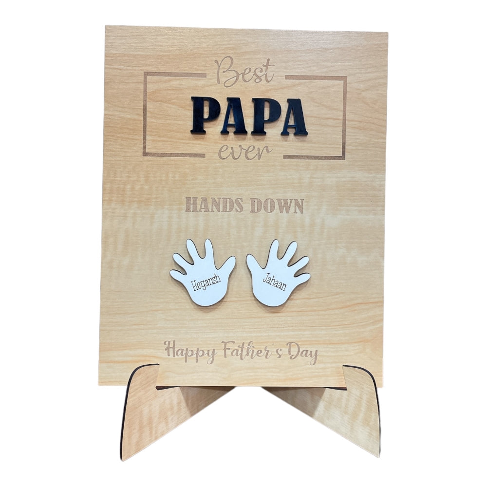 Personalized Wooden Father's Day Frame - Hands Down