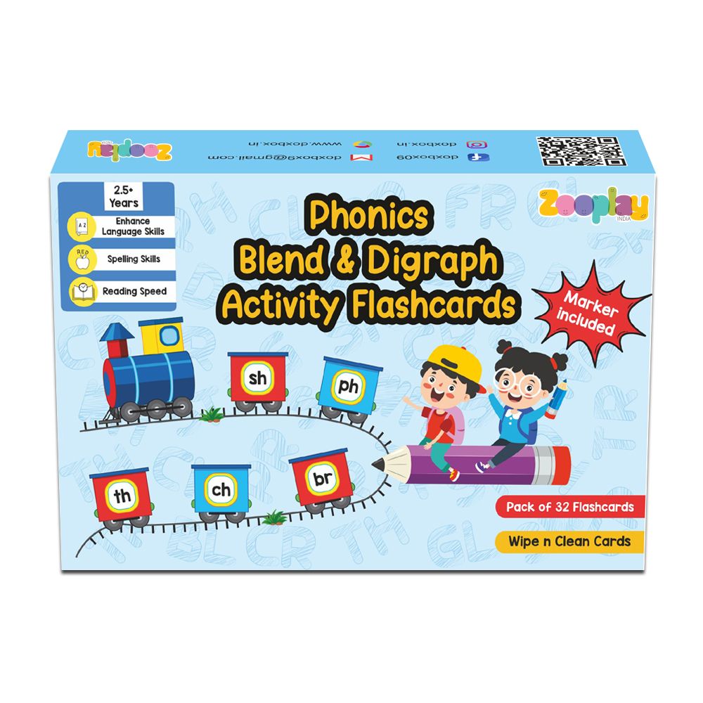 Phonics Blends And Diagraphs Activity Flashcards- Pack of 32