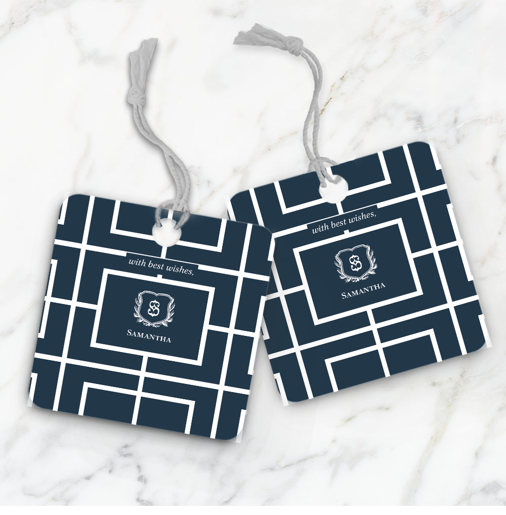 Nautical Grid Gift Tag