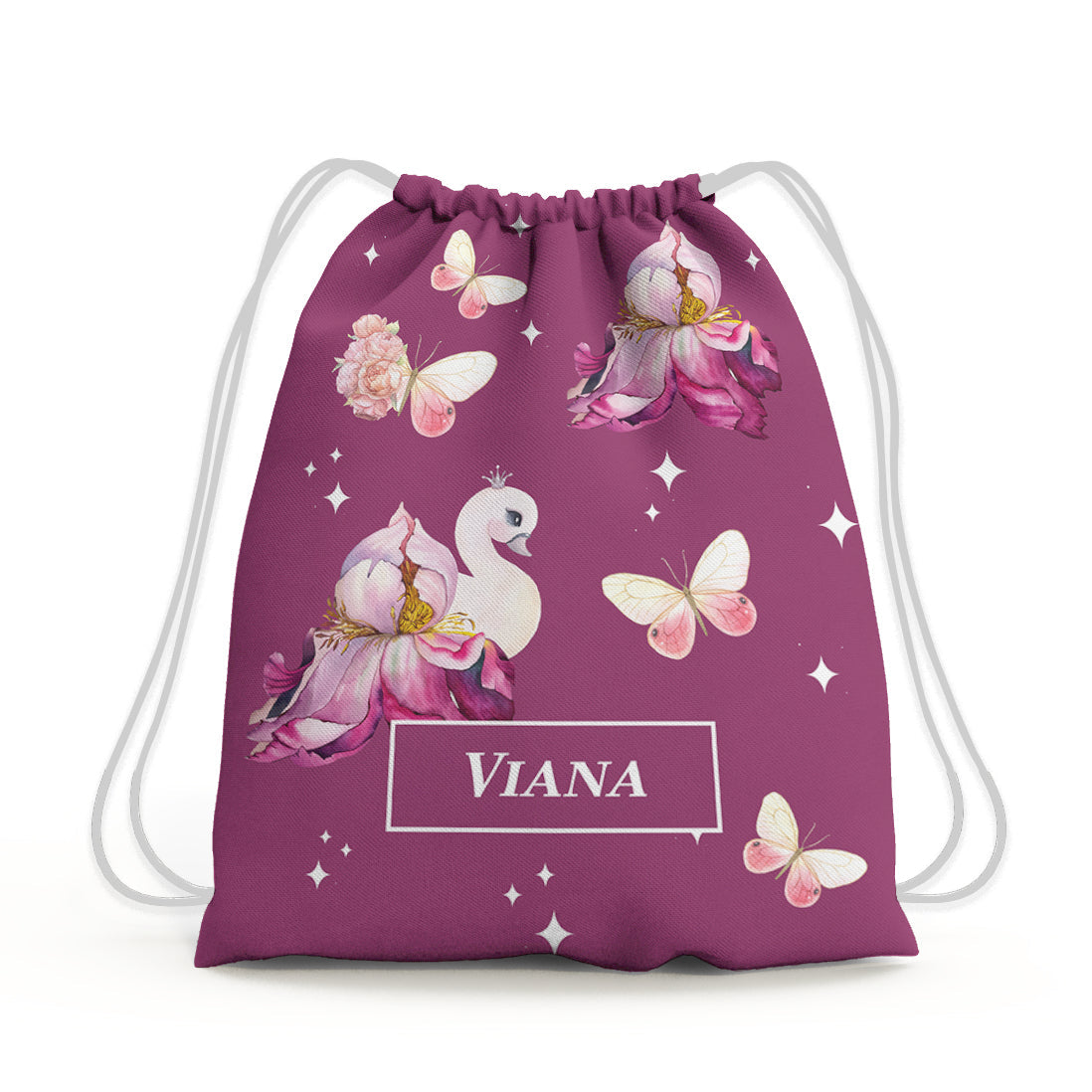 Butterfly Swan Blossom Drawstring Bag (kids)