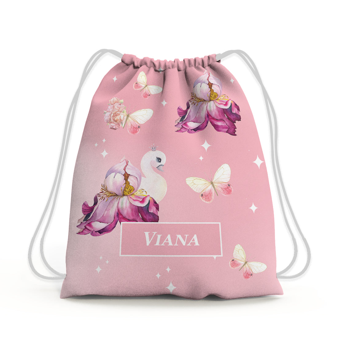 Butterfly Swan Blossom Drawstring Bag (kids)