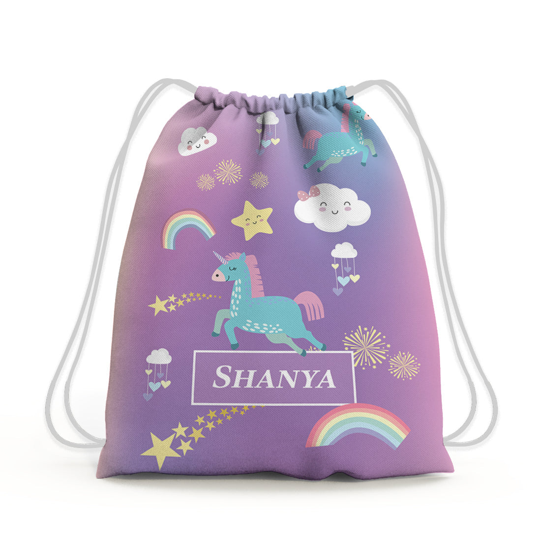 Unicorns & Rainbow Drawstring Bag (kids)