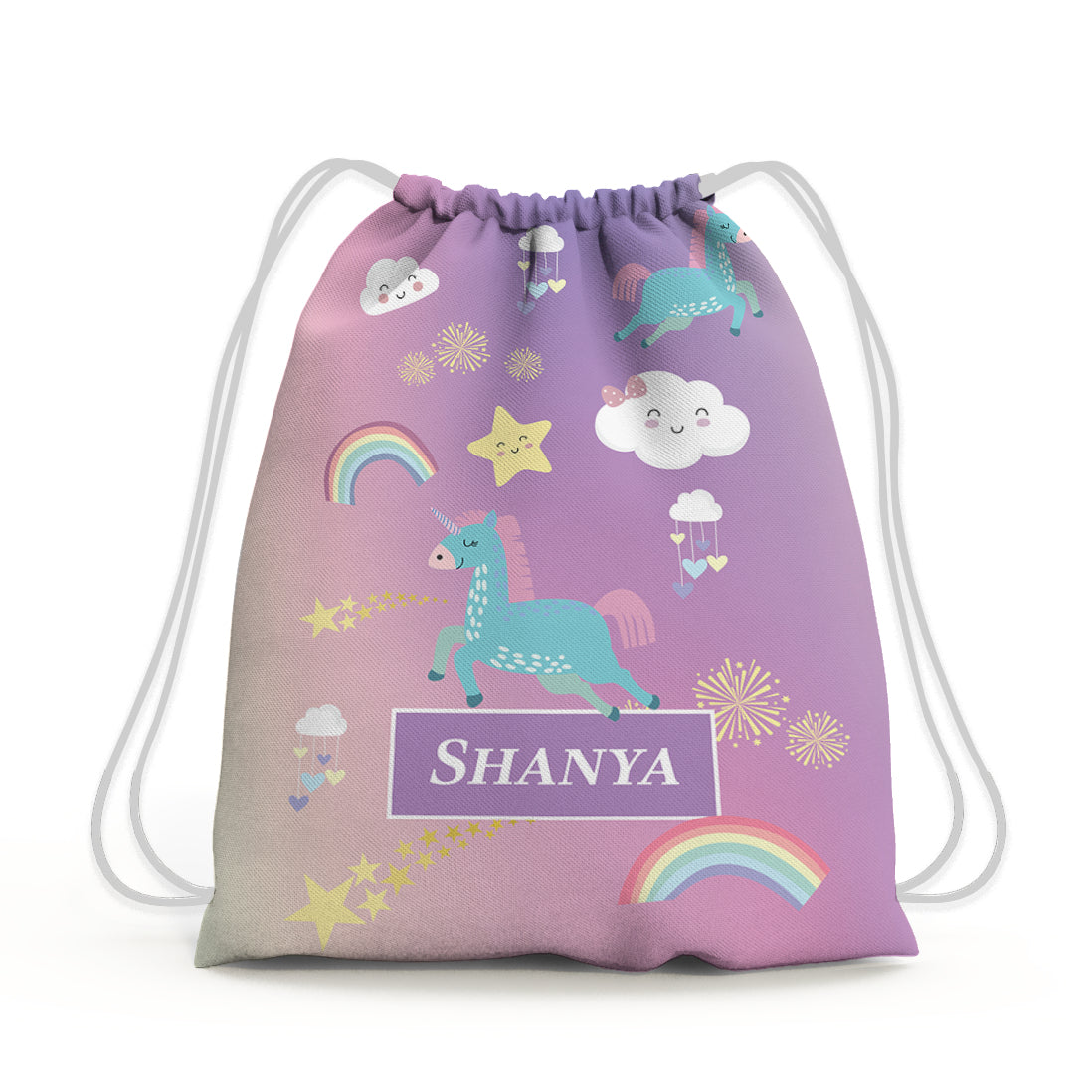 Unicorns & Rainbow Drawstring Bag (kids)