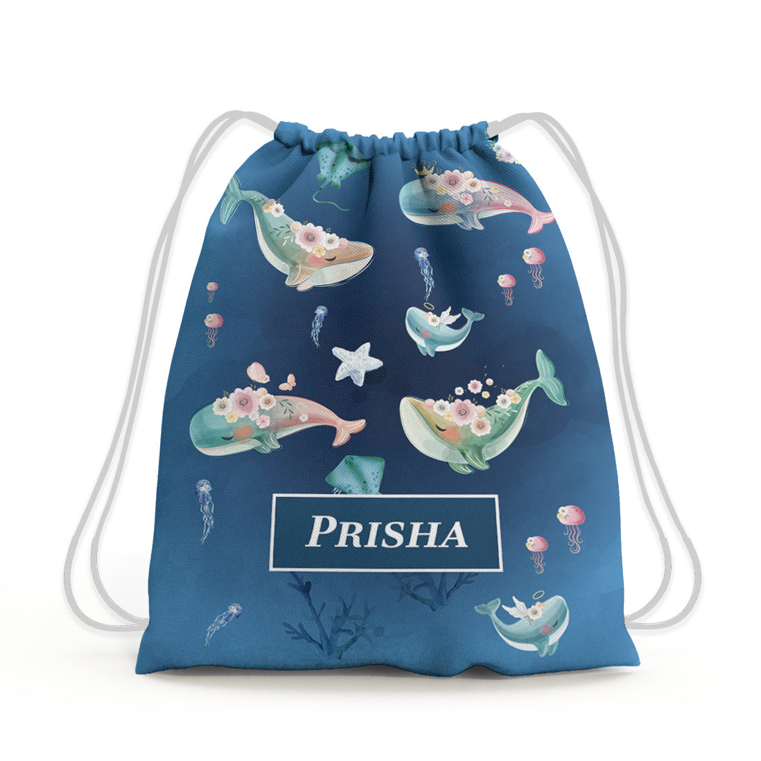 Floral Whales Drawstring Bag (kids)