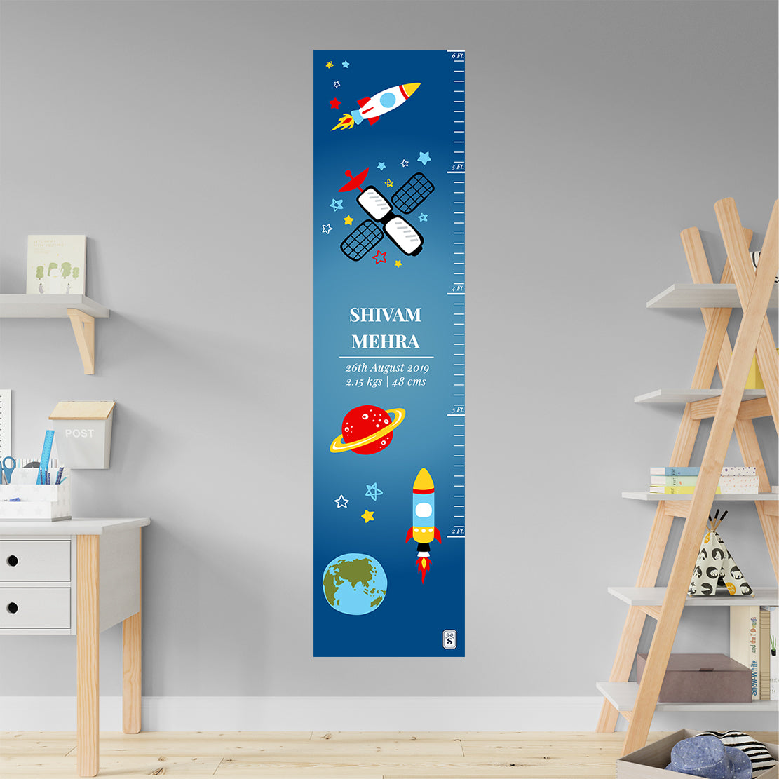 Space Satellites Height Chart (kids)