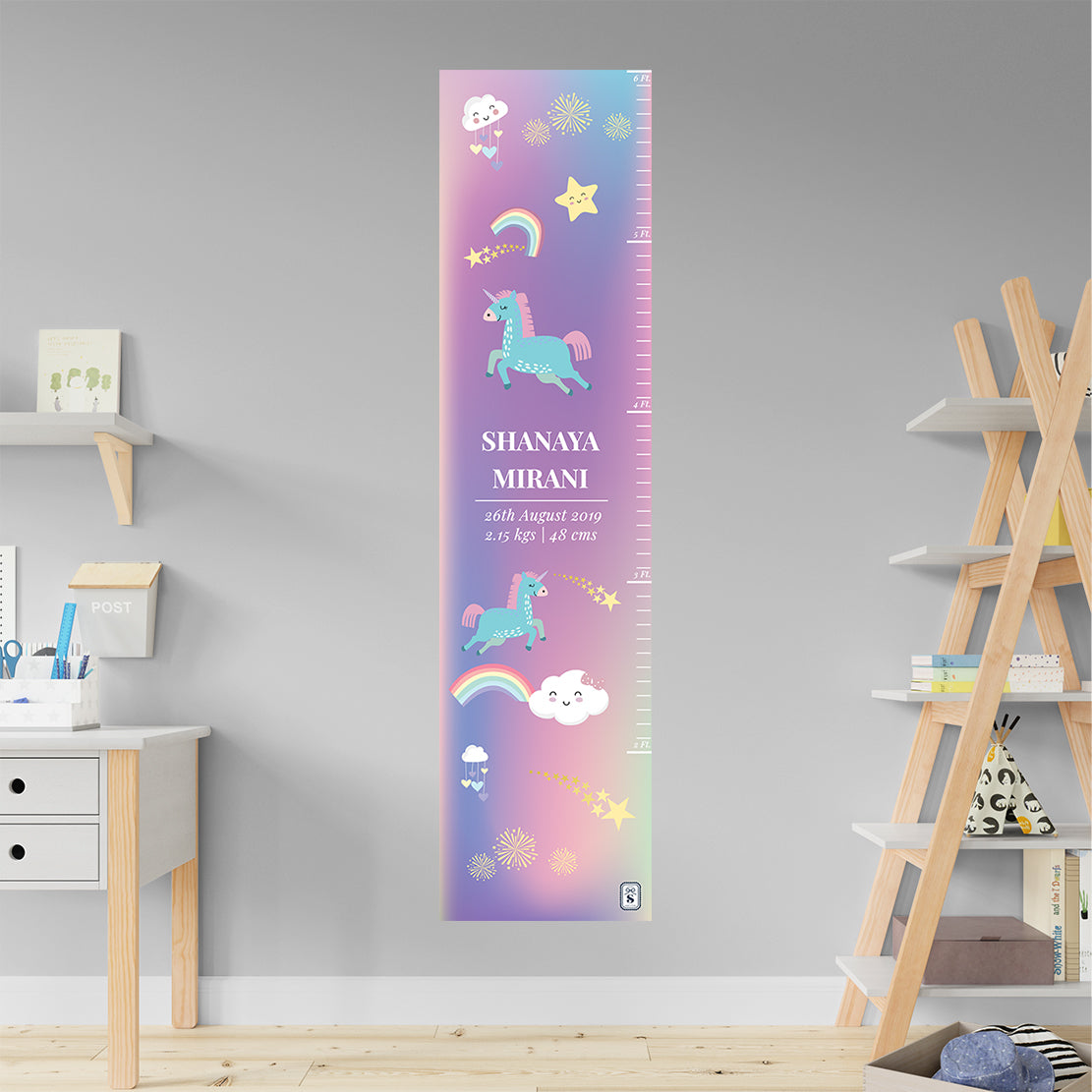 Unicorns & Rainbow Height Chart (kids)