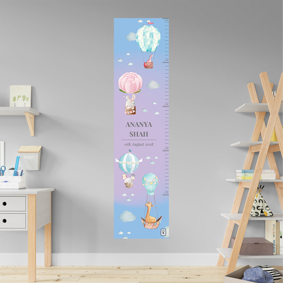 Happy Ballooners Height Chart - Blue Lilac Gradient