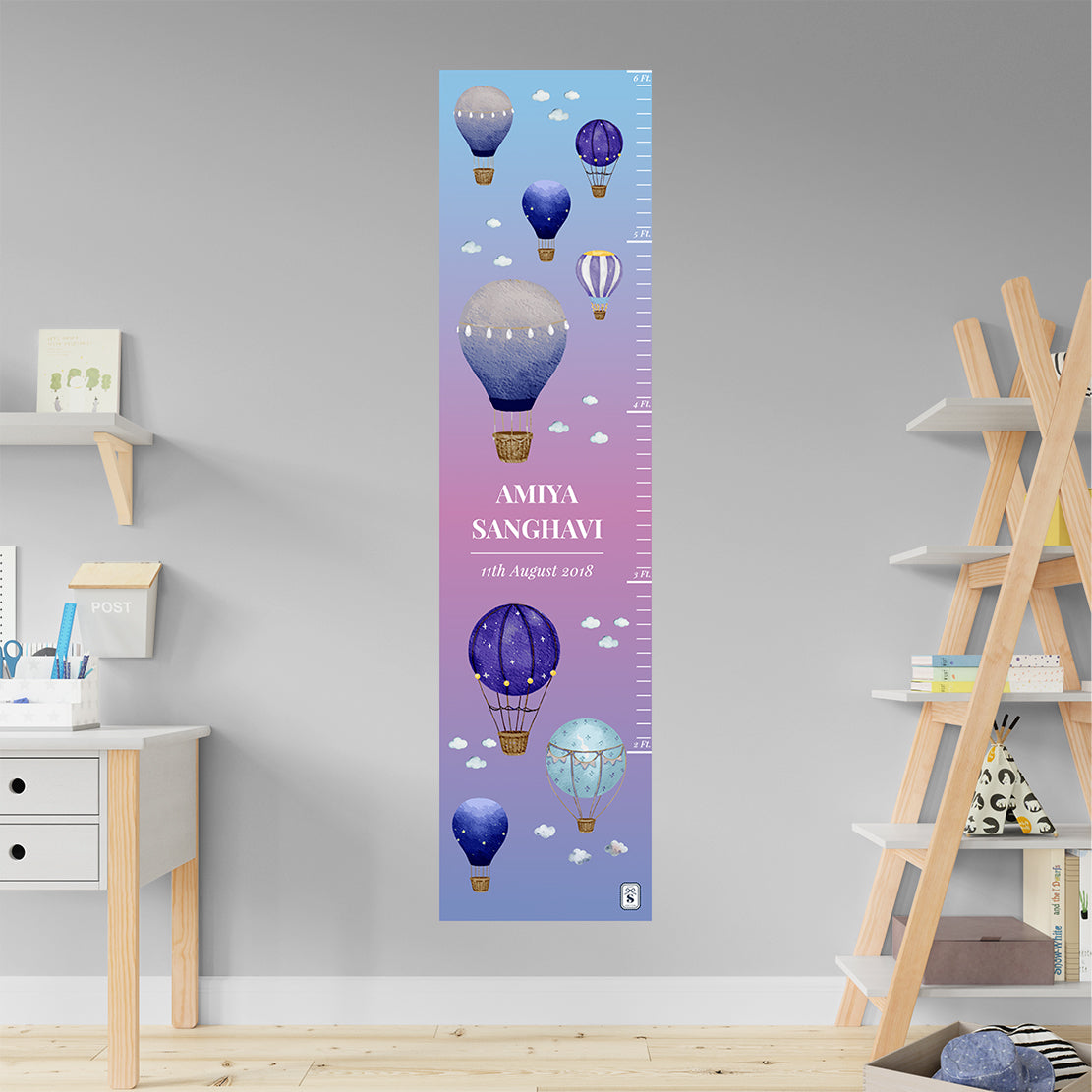 Night Flight Height Chart - Blue Pink Gradient