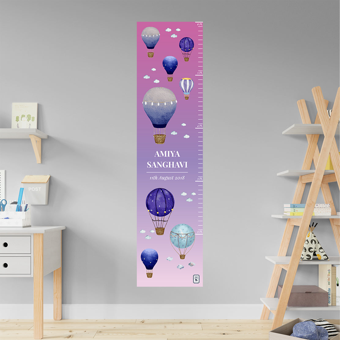 Night Flight Height Chart - Pink Lilac Gradient