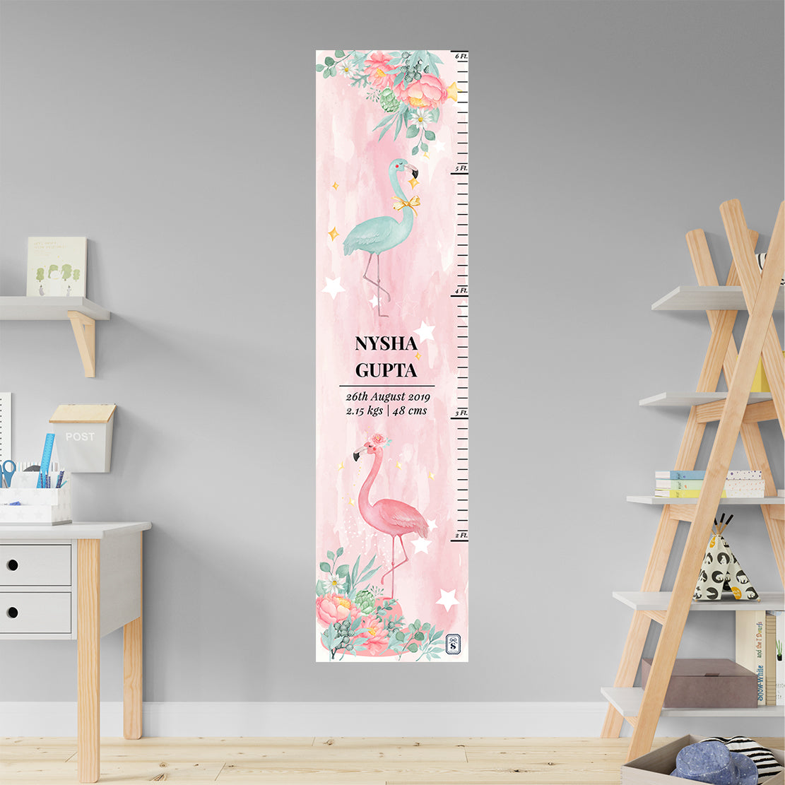 Flamingoland Height Chart - Pink Watercolor