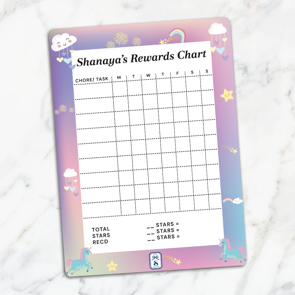 Unicorns & Rainbow Kids Reward Chart