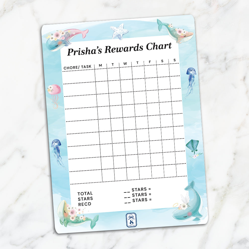 Floral Whales Kids Reward Chart