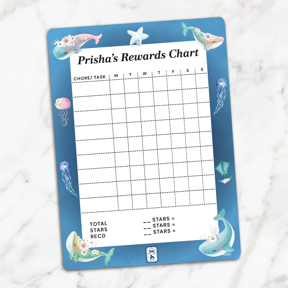 Floral Whales Kids Reward Chart