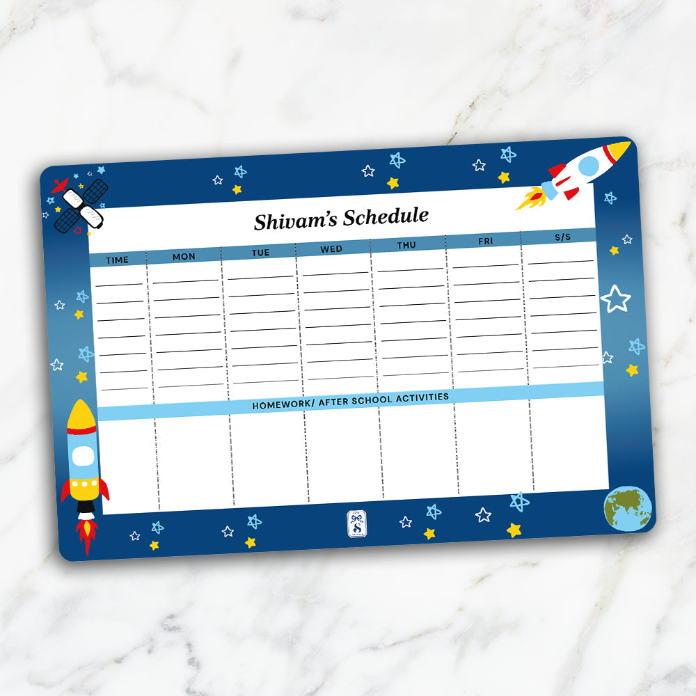 Space Satellites Kids Schedule Planner