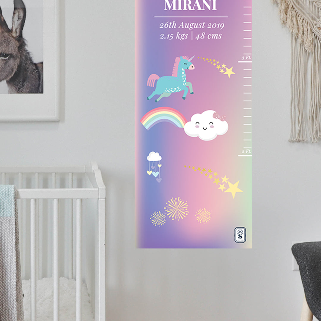 Unicorns & Rainbow Height Chart (kids)