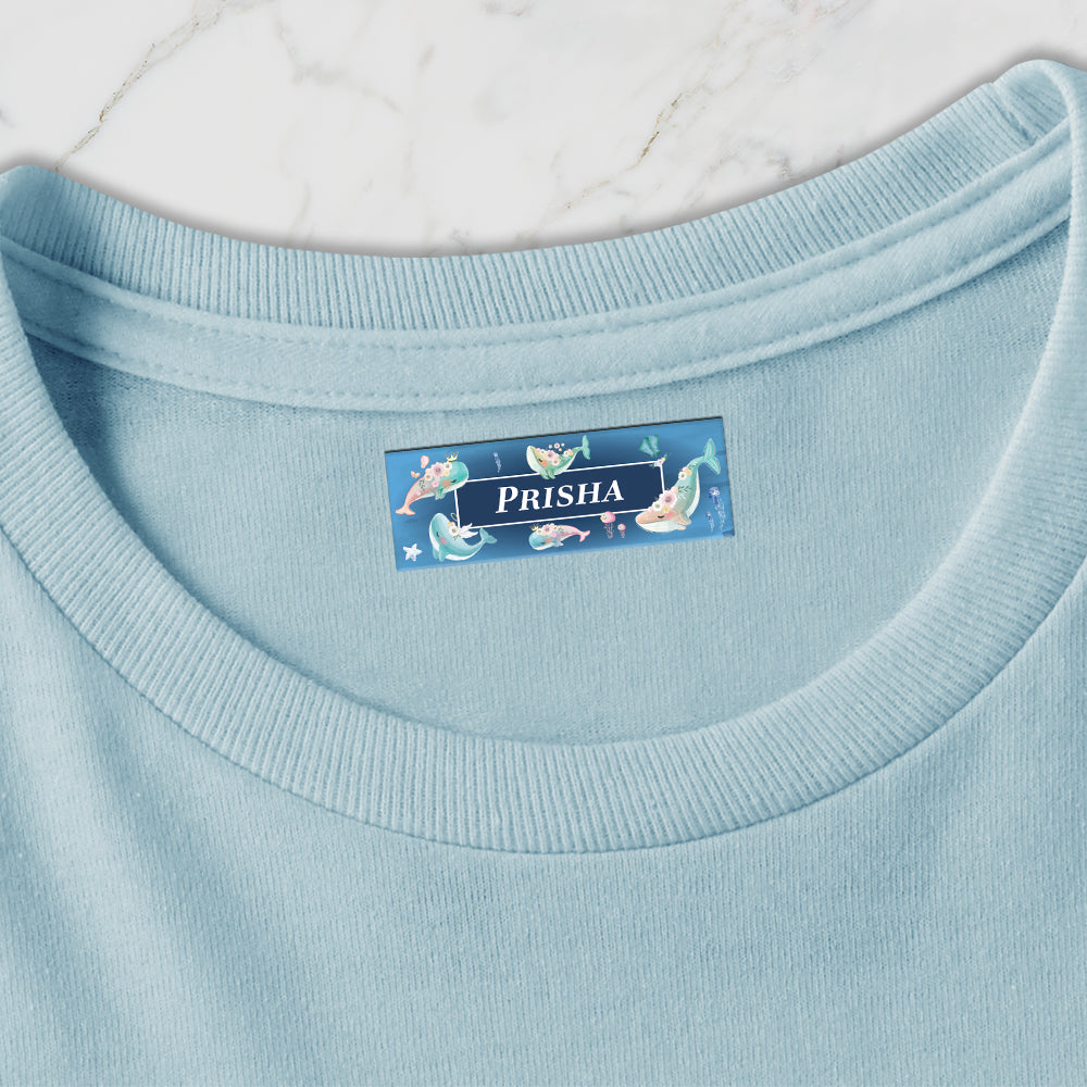 Floral Whales Iron on Labels (kids)