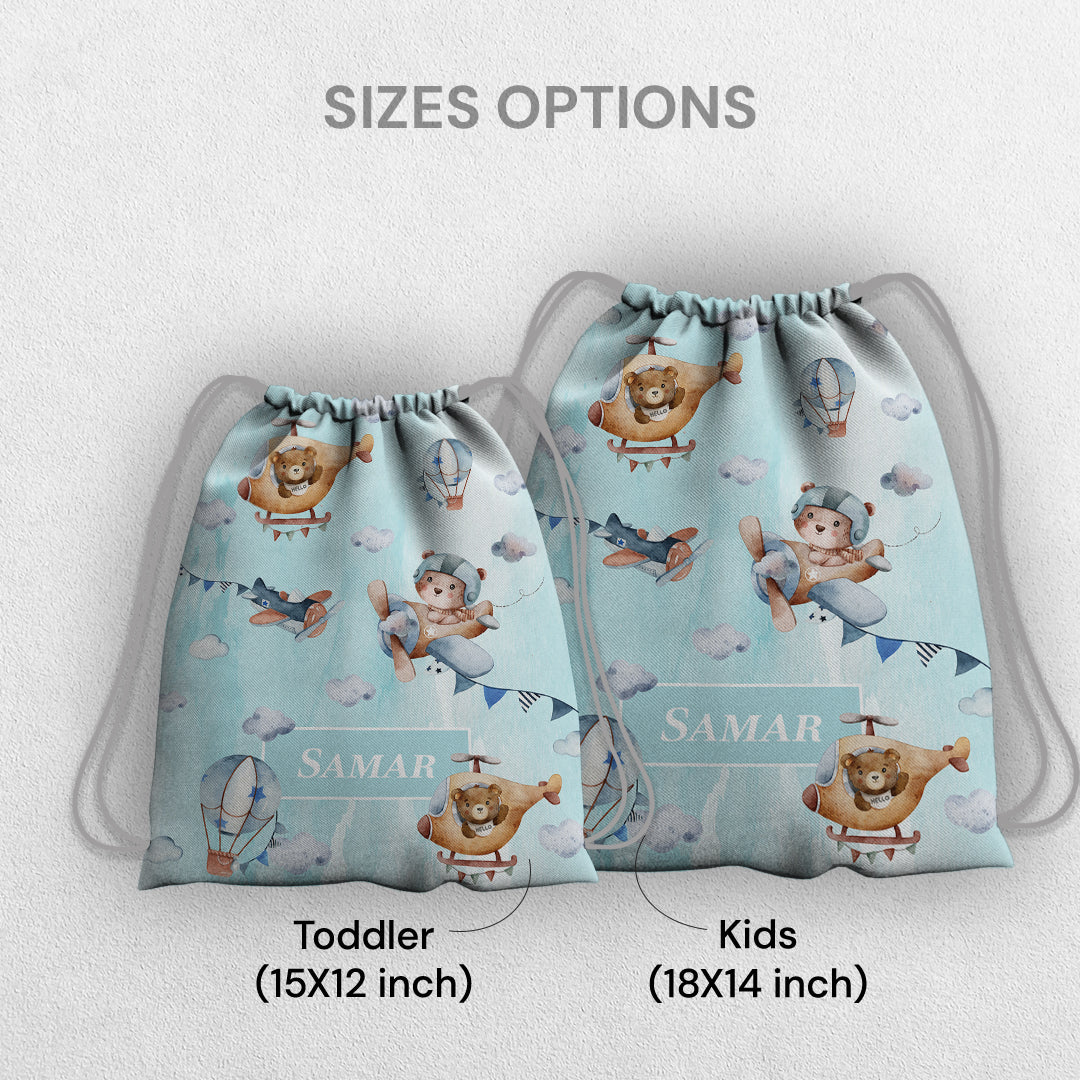 Teddy's Flight Drawstring Bag (kids)