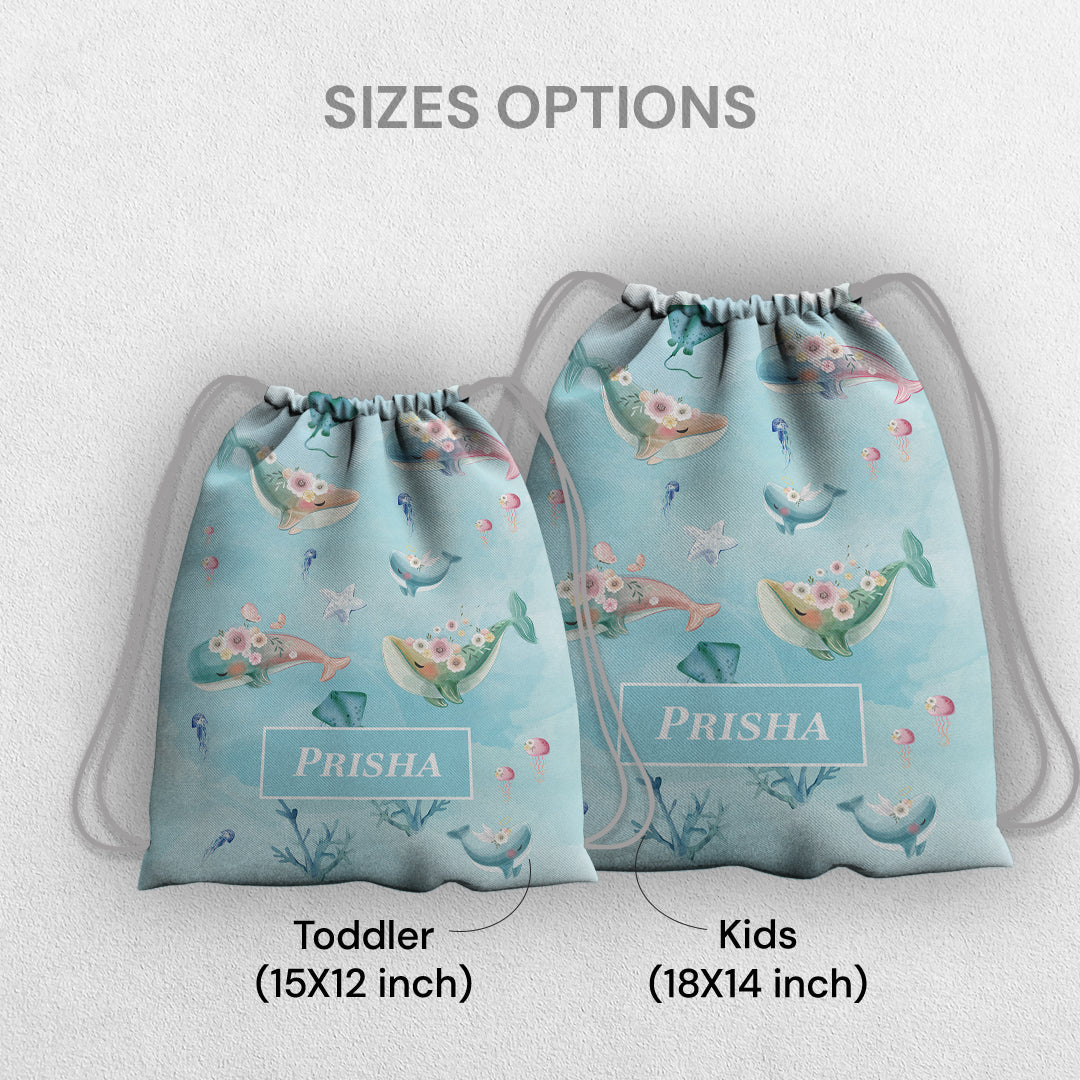 Floral Whales Drawstring Bag (kids)