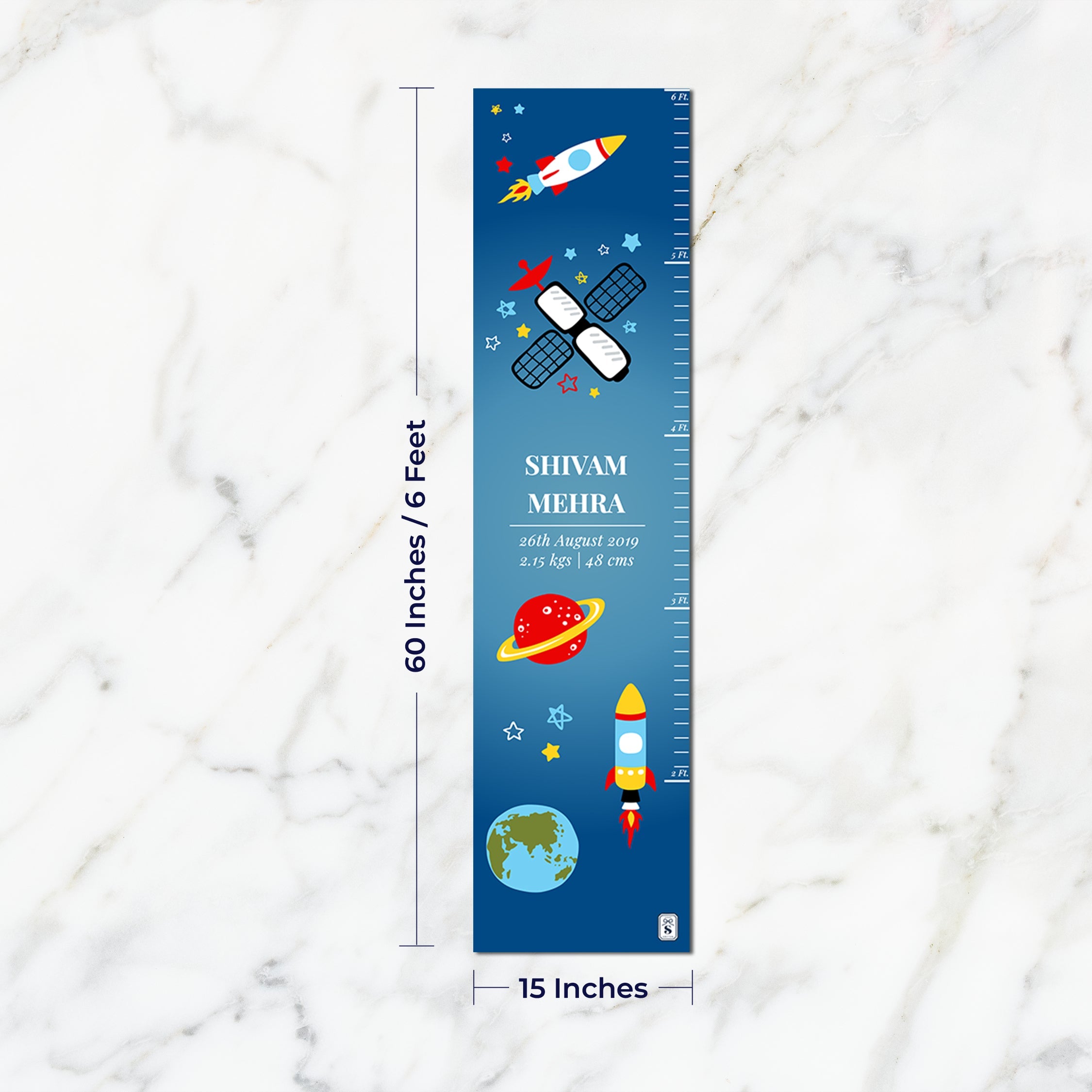 Space Satellites Height Chart (kids)