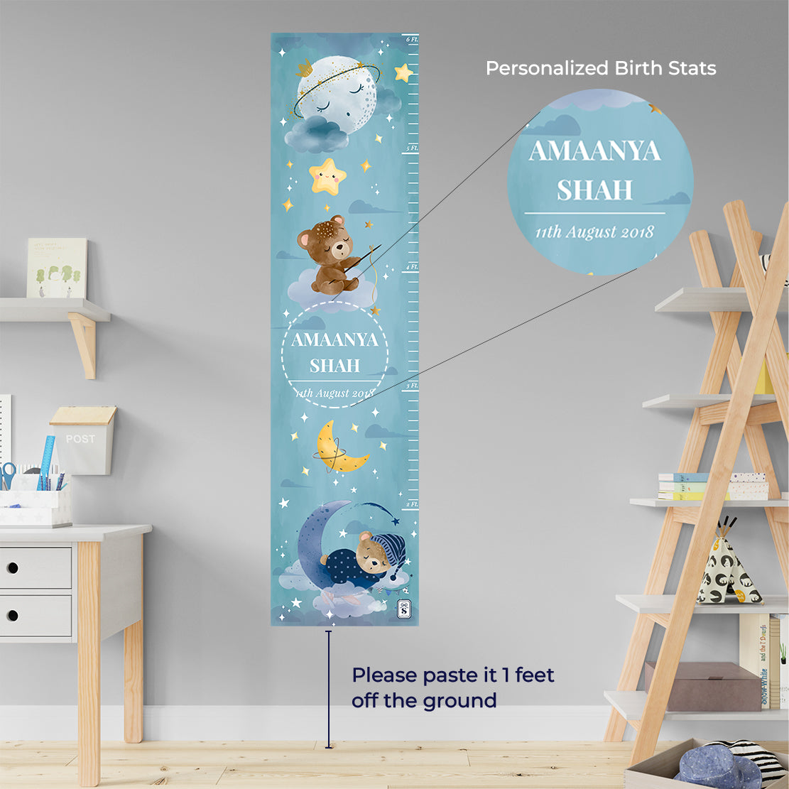 Moonlight Snuggles Height Chart - Sky Blue Gradient