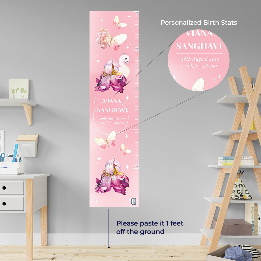 Butterfly Swan Blossom Height Chart (kids)