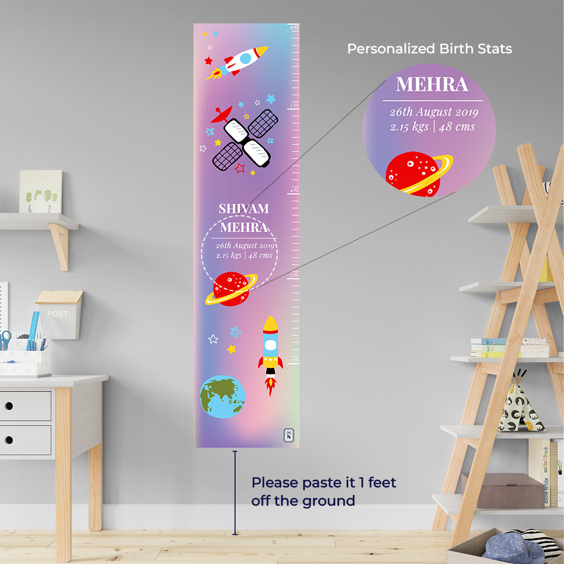 Space Satellites Height Chart (kids)