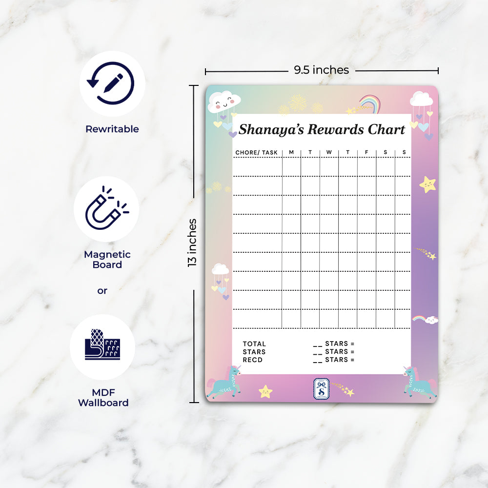 Unicorns & Rainbow Kids Reward Chart