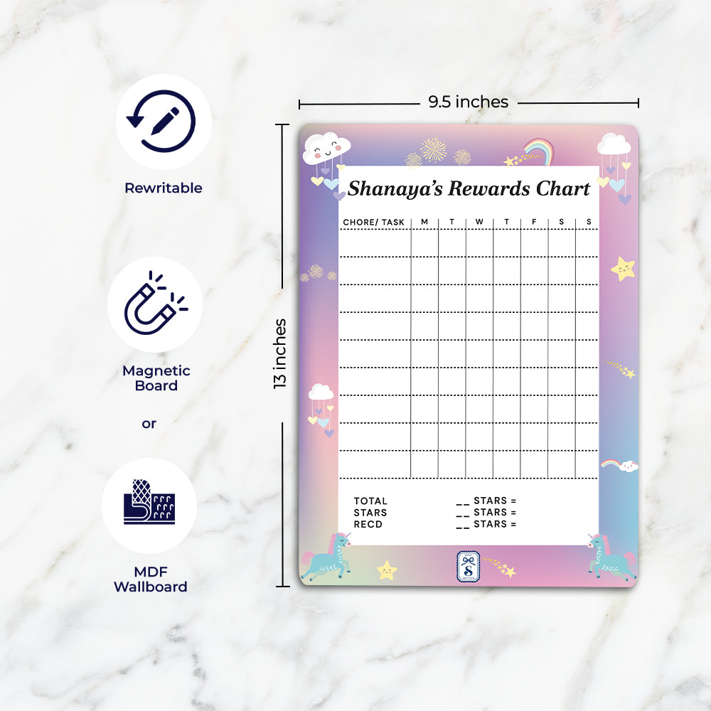 Unicorns & Rainbow Kids Reward Chart