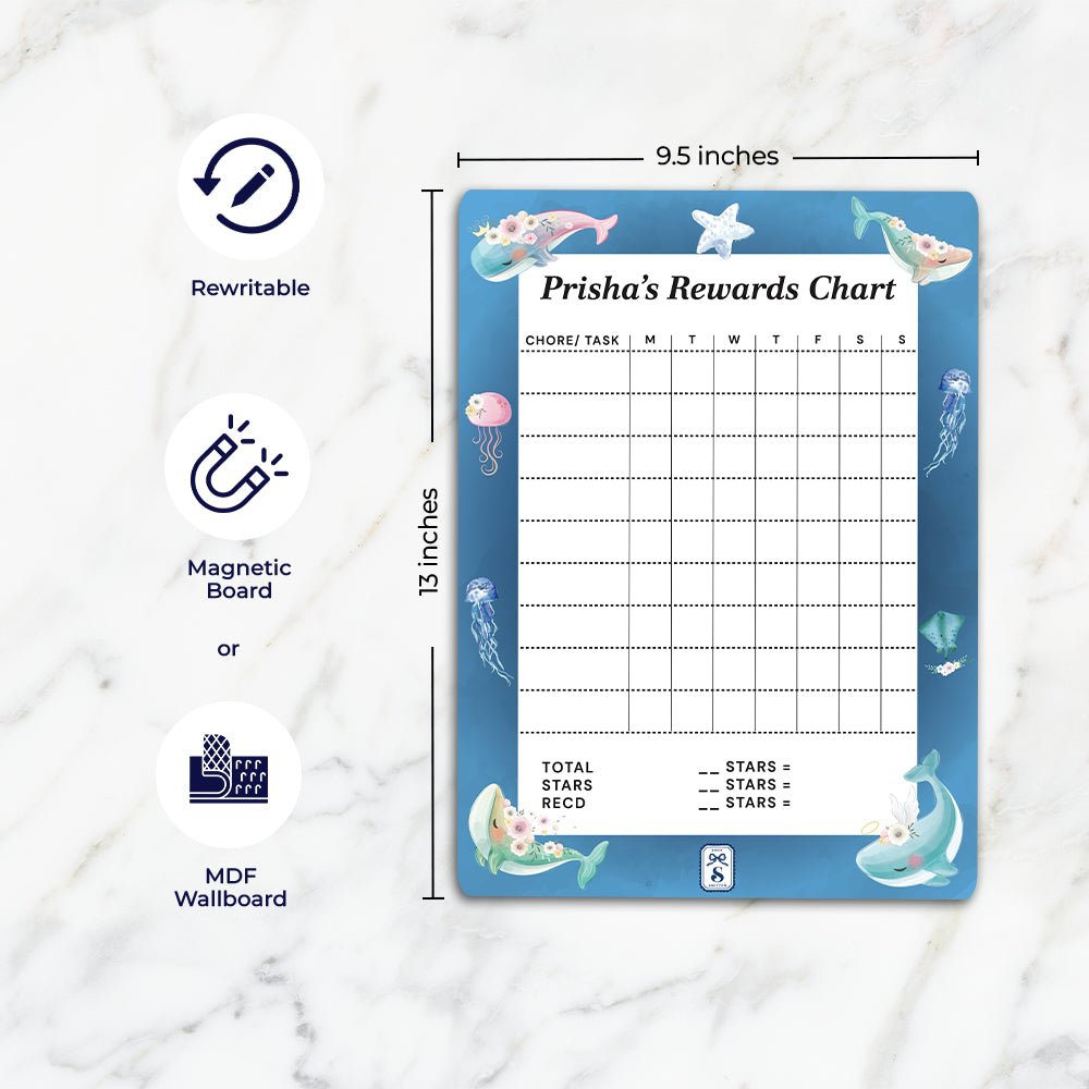 Floral Whales Kids Reward Chart