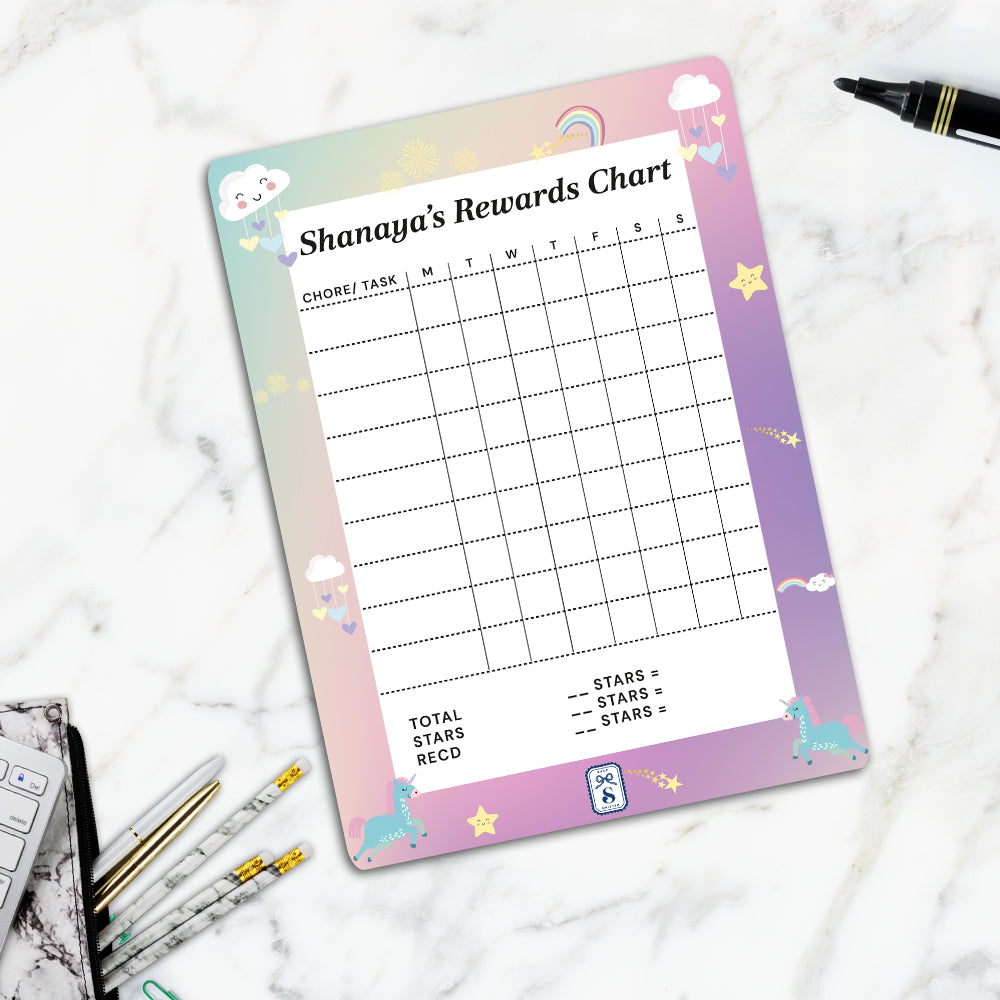 Unicorns & Rainbow Kids Reward Chart