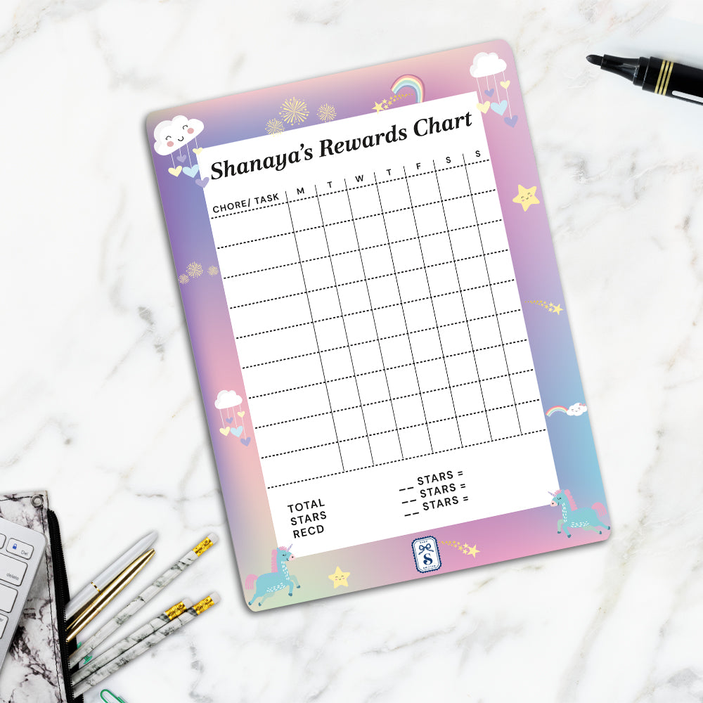 Unicorns & Rainbow Kids Reward Chart