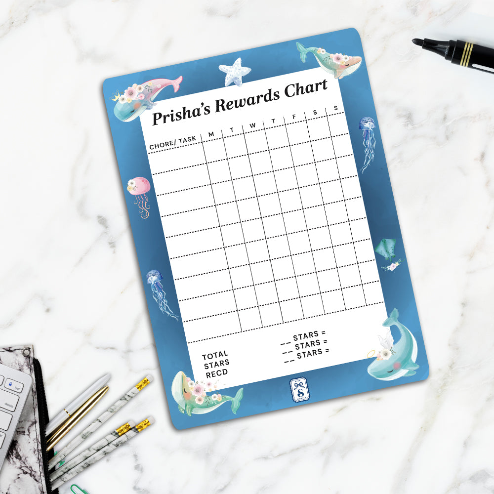 Floral Whales Kids Reward Chart