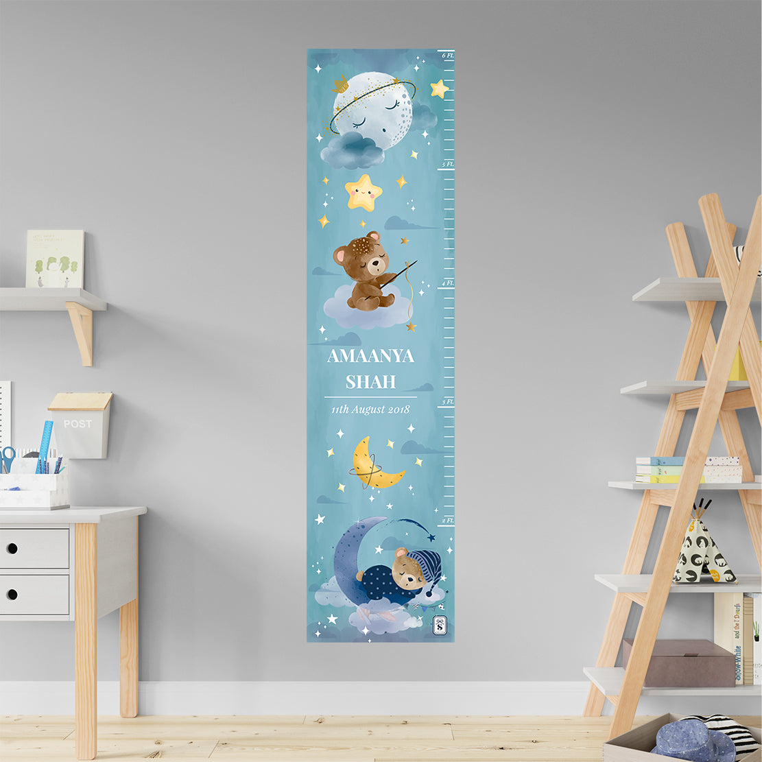 Moonlight Snuggles Height Chart - Sky Blue Gradient